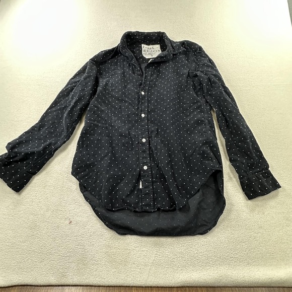 Frank & Eileen Tops - Frank & Eileen Shirt Womens XS Black Polka Dot Frank Corduroy Woven in Italy
